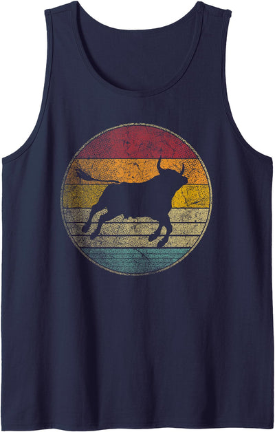 Bull Cow Father's Mother's Day Retro Funny Vintage Back Tank Top