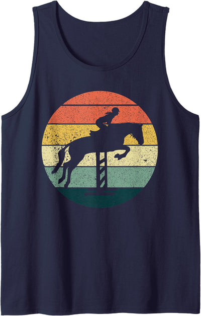 Funny Retro Horse Jumping Obstacles Women Gifts Girl Horse Riding Jumping Cowgirl Vintage Equestrian Sports Tank Top