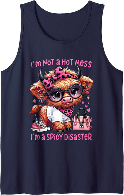 Cute Highland Cow I'm Not a Mess Women Girl Women's Mess Tank Top