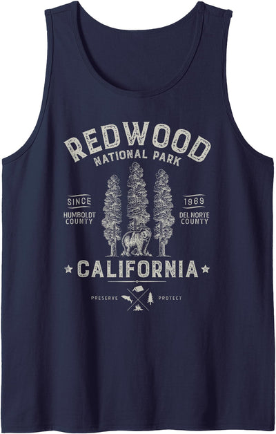 Redwood National Park Vintage California Bear Gift Men Women Tank Top