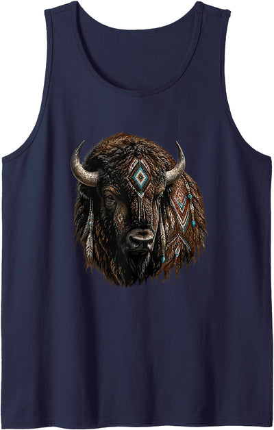 Cow Boho Western Tribal Bison Buffalo Spirit Mystic Buffalo Tank Top