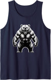 Muscle Bear Grizzly Bear, Strength Symbol Fierce Grizzly Bear Roar Graphic for Outdoor Enthusiasts Tank Top - Navy Blue