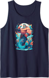Gay Pride Merman Bear Muscle Daddy Hunk Mermaid Merdaddy Security Merman Daddy Fish Father's Day Mermaid Men Tank Top - Navy Blue