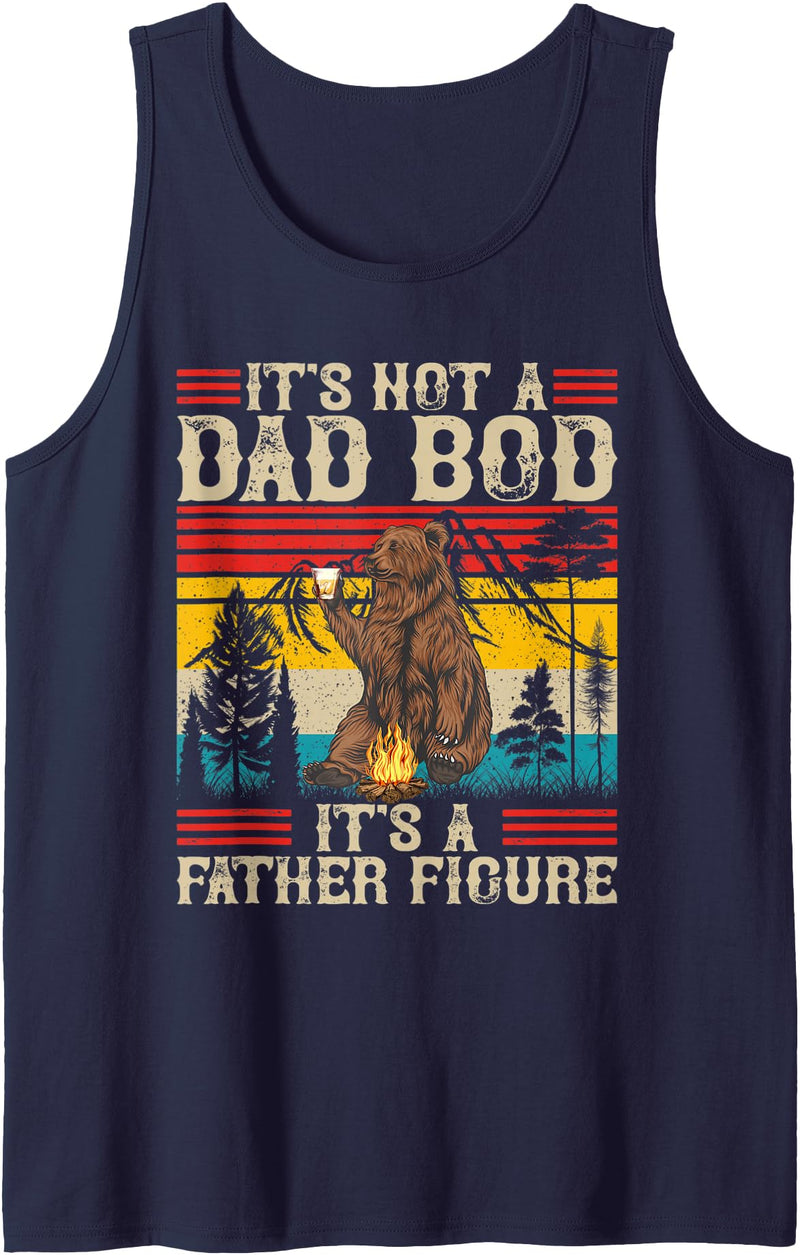 Vintage DAD BOD Tees It's Not A Dad Bod It's A Father Figure Retro Bear Fathers Tank Top - Navy Blue