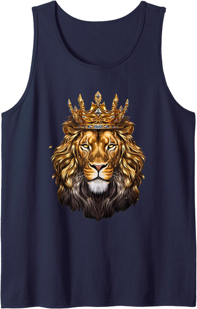 Lion Head Golden Crowned Biblical Lion of Judah Tank Top