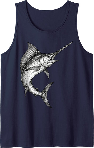 Vintage Swordfish Fish Fishing Fisherman Angler Tank Top