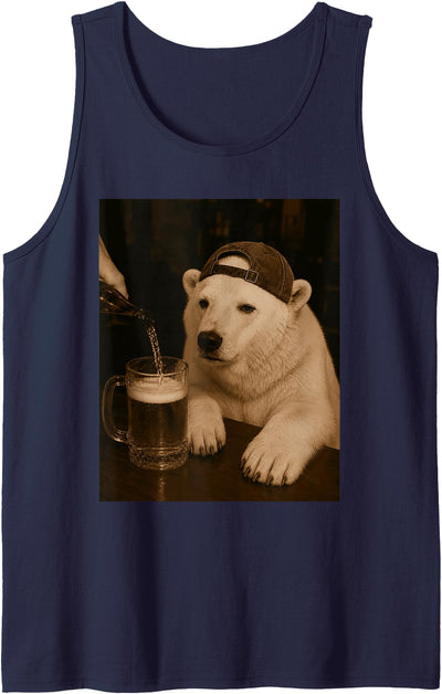 Polar Bear Funny Drinking Beer Meme Tank Top
