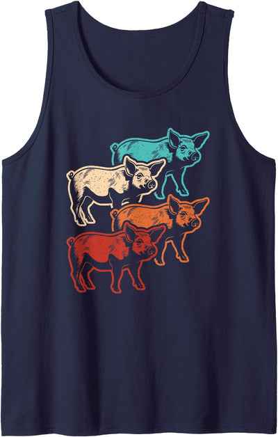 Retro Pig Vintage Pig Lover Farmer Men Women Tank Top
