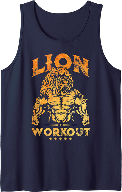 Lion Workout Gold Beast Muscle Fitness Gym Animal Tank Top