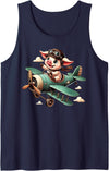 Funny Flaying Pig Pigs Lovers Wings Fly lovers Tee Flying Pig with Wings Fly Pig Lovers Tank Top - Navy Blue