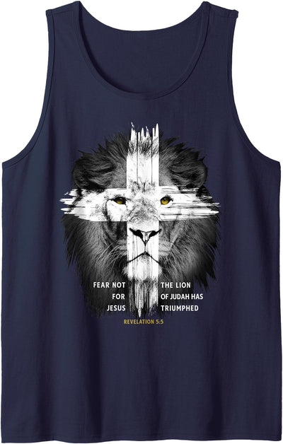 Lion Cross Jesus Christian Lord God Believer Tank Top