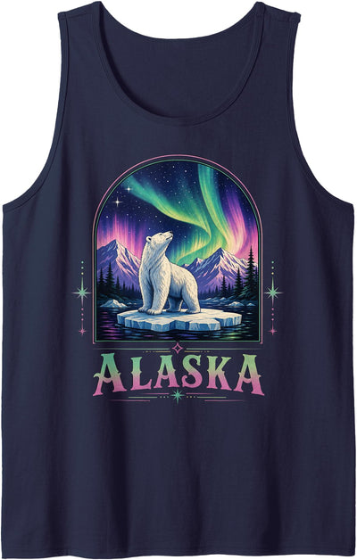 Polar Bear Under Aurora Borealis Tank Top