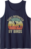Easily Distracted by Birds Tank Top - Navy Blue