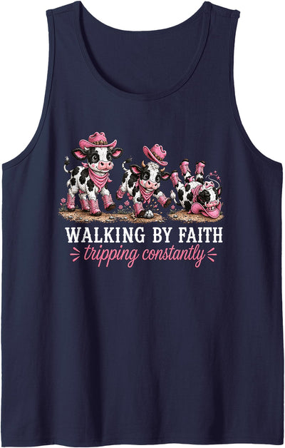 Dairy Cow Walking by Faith Tripping Constantly Cute Tank Top