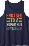Family Roots Supply Co. Engaged to a Super Hot Cow Farmer Funny Fiance Fiancee Tank Top - Navy Blue
