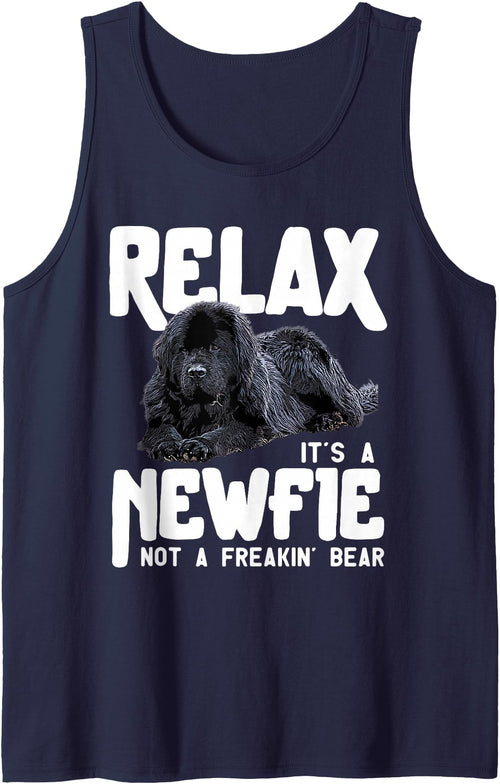 Newfoundland Dog Shirts Relax It's A Newfie Not A Freakin' Bear - Newfoundland Dog Tank Top - Navy Blue