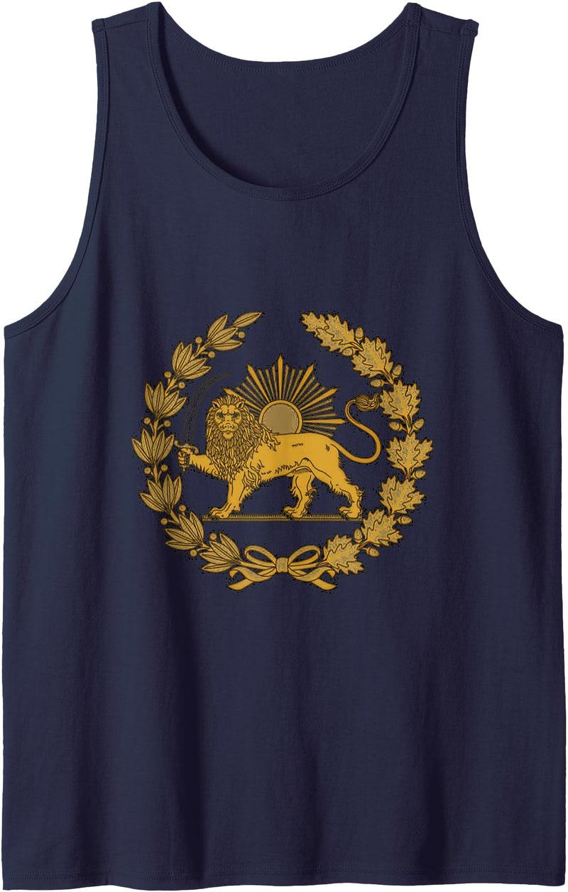 Persian Fine Arts Shir o Khorshid, Lion and Sun, Symbol of Persia Tank Top - Navy Blue