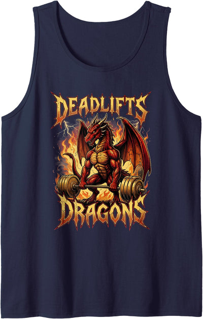 Deadlift Dragon Gym Workout Funny Gym Workout Deadlifts and Dragon Gaming Lifter Tank Top