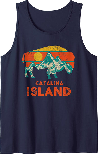 Cow Island Vintage Bison Buffalo America Souvenir Tank Top