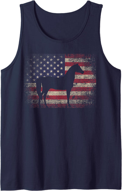 Horse - Funny Birthday Father's Day Horse - 4th of July American Flag Vintage Tank Top