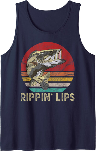 Ripping Lips Bass Fish Catching Gifts for Men Fisherman Tank Top