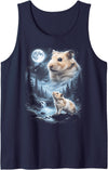 Hamster Howling at Moon 90's Retro Tank Top - Navy Blue