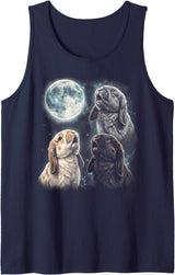 Holland Lop Rabbit Howling at Moon Retro 90's Tank Top in Navy Blue