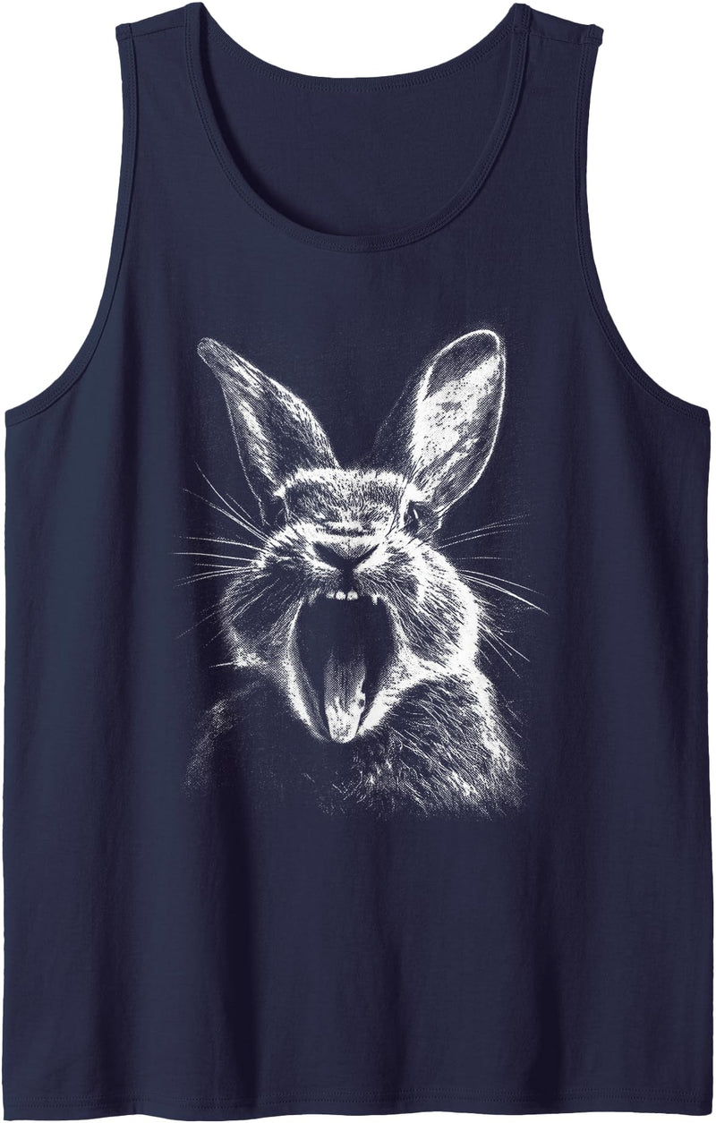 Rabbit Dark Gothic Grunge Aesthetic 90s Urban Streetwear Tank Top in Navy Blue
