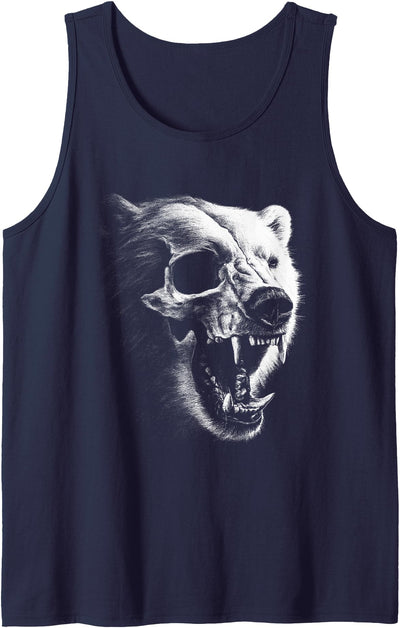 Dark Gothic Polar Bear Grunge Aesthetic Goth Skull Art Tank Top