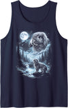 Holland Lop Rabbit Howling at Moon 90's Retro Tank Top in Navy Blue