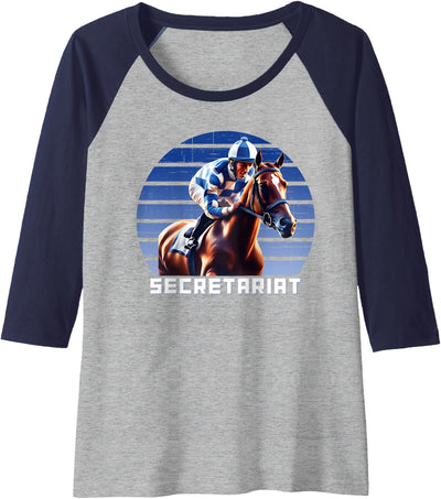 Handicapping Horse Gear Womens Secretariat Horse Racing Del Mar Santa Anita Shirt Raglan Baseball Tee