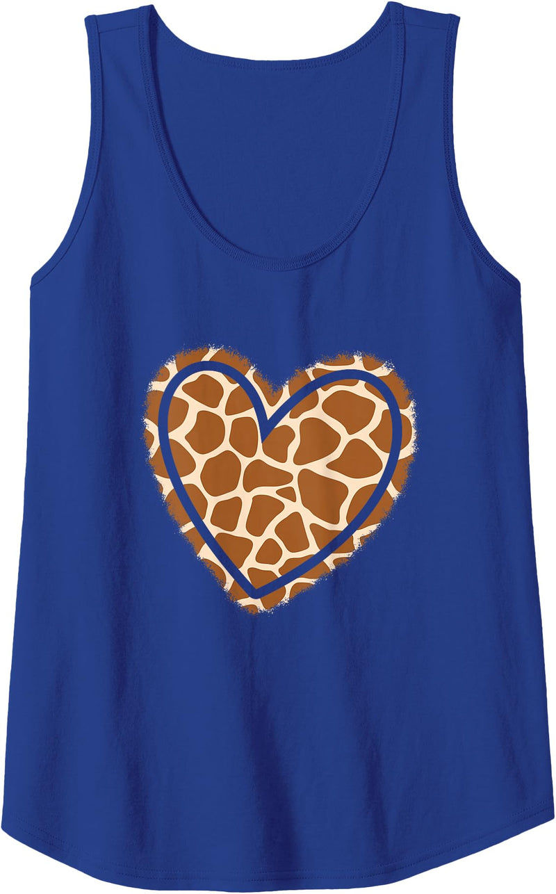 EDILILU Womens Cute Animal Pattern Giraffe Heart Women Girls Tank Top - Royal Blue