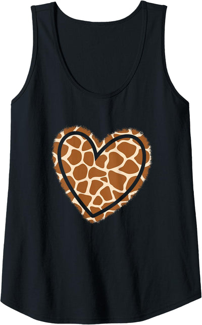 Womens Cute Animal Pattern Giraffe Heart Women Girls Tank Top