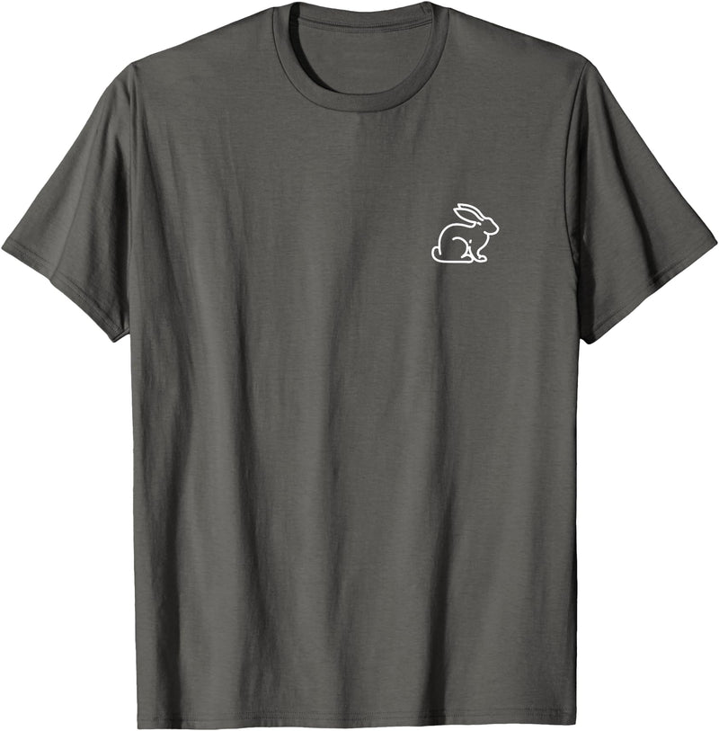Bunny Rabbit Hare Animal Badge Patch Line Art Outline Gift T-Shirt in Asphalt Grey