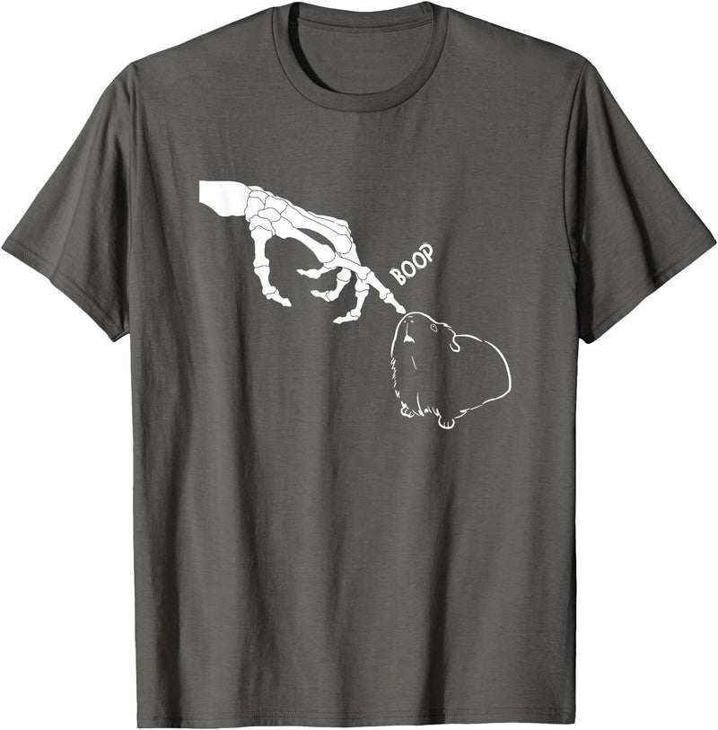 Guinea Pig Boop Skeleton Halloween Boys Girls Guinea Pig Scary Skeleton Hand Boop Funny Spooky Halloween T-Shirt - Asphalt Grey