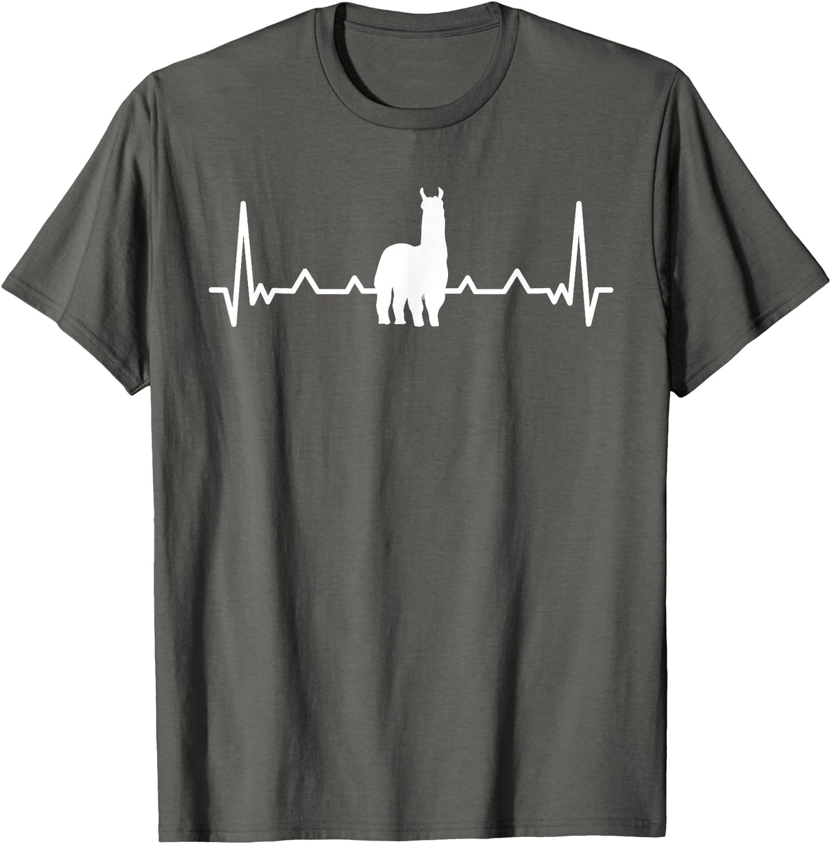 LLama Gifts & Accessories Llama Heartbeat Alpaca Llama Lover T-Shirt - Asphalt Grey