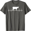 Farm and Holstein Cow for Men and Cattle Clothing Heartbeat Pulse ECG - Holstein Rancher For Cattle Farmer T-Shirt - Asphalt