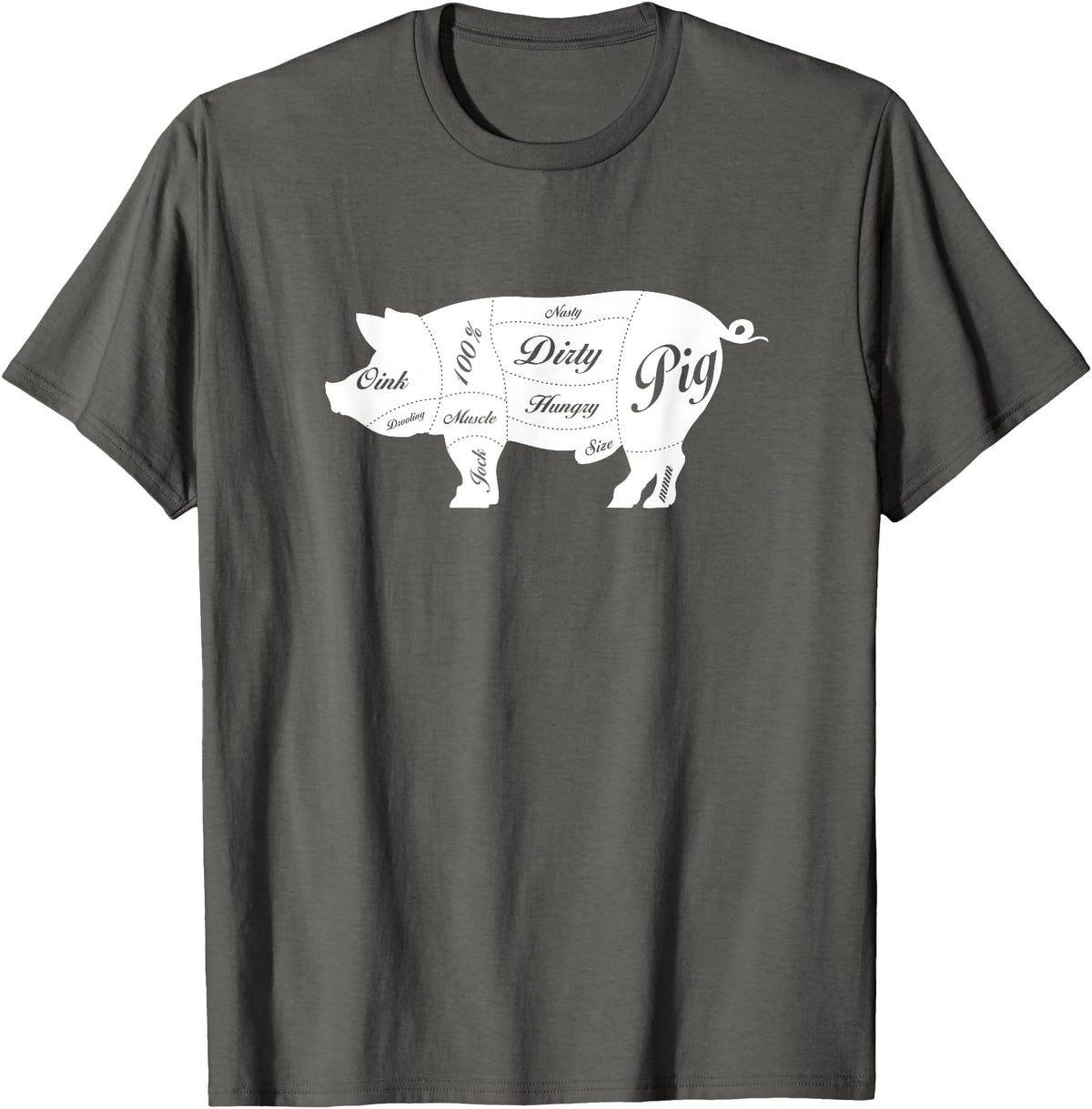 LGBTQIA+ Power Design Nasty Hungry Dirty Pig Design - Fun Gay Pig Pride - LGBTQIA+ T-Shirt - Asphalt Grey
