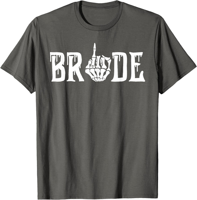 Skull Skeleton Halloween Wedding Bachelorette Bride Skeleton Ring Finger Halloween Wedding Bachelorette T-Shirt - Asphalt