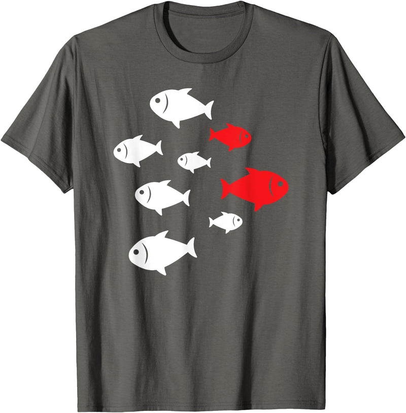 Gifts Fish Owners and Aquarists Co. Swim Against The Tide Fish Tank Fishing Fisherman Aquarium T-Shirt - Asphalt Grey