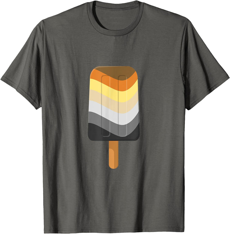 Live Loud Graphics Seamless Reapeating Gay Bear Pride Flag Ice Pop Pattern T-Shirt - Asphalt Grey