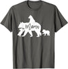 Artsy Mommy Bear Silhouette Nature Family Gifts Mama Bear 3 Baby Bear Cubs Following Riding on Back T-Shirt T-Shirt - Asphalt Grey