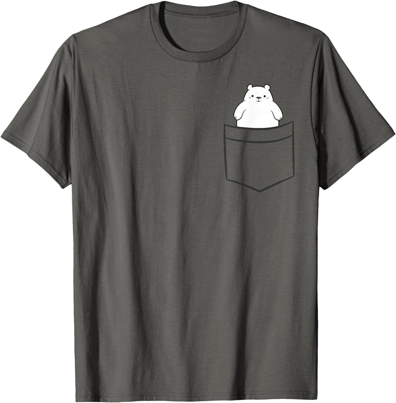 Arctic Polar Bear Gifts And Tees Polar Bear In a Pocket Cute Pocket Polar Bear T-Shirt - Asphalt Grey