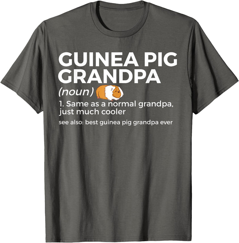 Funny Guinea Pig Apparel Guinea Pig Grandpa Definition Best Guinea Pig Grandpa Ever T-Shirt - Asphalt Grey