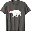 Polar Bear Xmas Pajama Polar Bear With Santa Hat Xmas Winter Christmas Pajama T-Shirt - Asphalt Grey