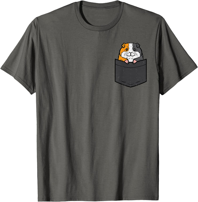 Guinea Pig Shirts For Men Women Kids Gift Guinea Pig Pocket Funny Cavy Rodent Animal Men Women Kids T-Shirt - Asphalt Grey