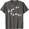 Marron Bear Birds In Flight, V Pattern Flock Of Geese T-Shirt - Asphalt Grey