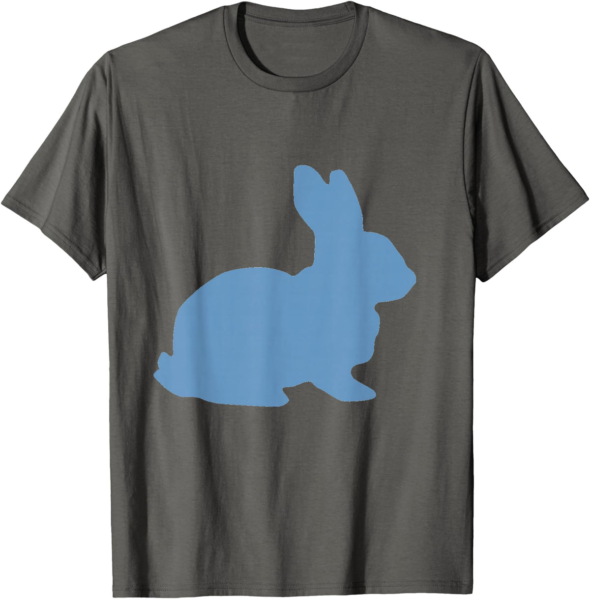 Cute Blue Rabbit Lover Bunny Graphic T-Shirt in Asphalt Grey