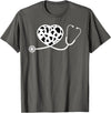 Cute Cow Print Design Stethoscope Gifts Him Her Cow Print Pattern Nurse Doctor Cardiology Stethoscope Heart T-Shirt -