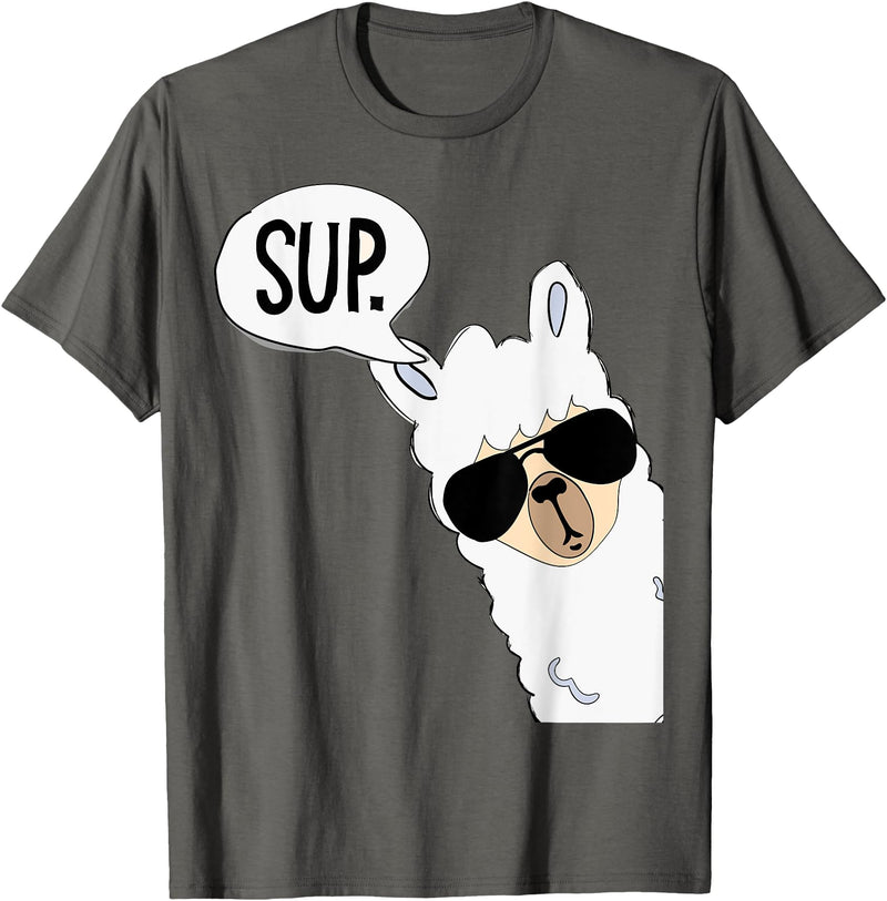 Funny Alpaca Gifts Accessories Alpaca Llama Sup T-Shirt - Asphalt Grey
